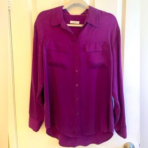 Vibrant purple 100% silk equipment blouse